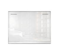 Lit escamotable horizontal 140 x 200 cm ouverture à ressort - blanc mat - ZEN