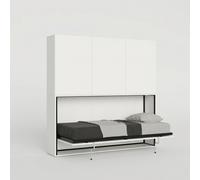 Lit escamotable horizontal avec armoire blanc Kando D