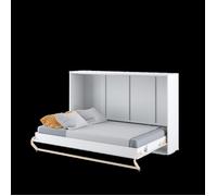 Lit escamotable horizontal mécanisme d'ouverture à ressort avec fonction stop - GAIN - 46 cm x 215 cm x 139 cm - Blanc brillant
