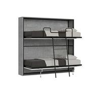 Lit escamotable horizontal superposé 2 couchages 85 Kando avec matelas Ciment -