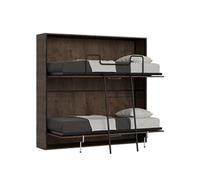 Lit escamotable horizontal superposé 2 couchages 85 Kando avec matelas Noyer -