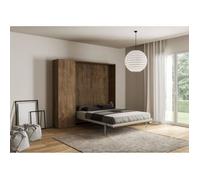 Armoire lit escamotable vertical 120 Kentaro avec colonne Noyer -