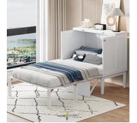 Lit escamotable Lit enfant 90x200 cm Lit mural Vertical Lit armoire Lit simple Blanc
