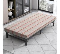 Lit Escamotable Portable Double 200 X 72 Cm pour Adultes, Lit Pliant avec Matelas en Mousse à Mémoire de Forme, Chaise Camping Cadre en Métal Robuste, Poulie Silencieuse(Brown)