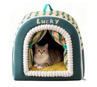 Lit escamotable pour félin, nid d'abri chaud fermé, maison de couchage lavable pour chat, niche pour animaux de compagnie avec coussin intérieur en peluche et tissu retenant la chaleur pour une utilis