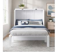 Lit escamotable Simple 90×200 cm Vertical avec Sommier à Lattes, Gain de Place Sans Matelas en Bois Blanc