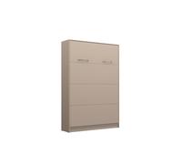 Lit escamotable vertical 120 x 200 cm avec 2 armoires 2 tiroirs et 1 chevet ouverture pneumatique - taupe mat - LOLITA