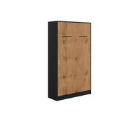 Lit escamotable vertical 120 x 200 cm ouverture pneumatique - bois et noir mat - LOLITA