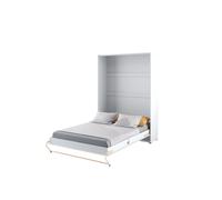 Lit escamotable vertical 140 x 200 cm ouverture à ressort avec fonction stop - blanc brillant - GAIN