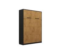 Lit escamotable vertical 140 x 200 cm ouverture pneumatique - bois et noir mat - LOLITA