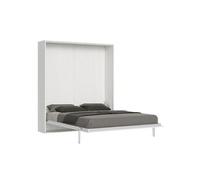 Lit escamotable - KENTARO - Double - Frêne blanc - Structure en fer renforcé - 160x190 cm