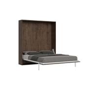 Lit escamotable double 160x190cm armoire murale en bois Kentaro Noix