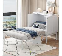 Lit escamotable vertical 90x200 cm blanc avec sommier, gain de place