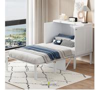 Lit escamotable vertical blanc gain de place avec rangements