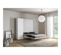 Armoire lit escamotable vertical 120 Kentaro avec colonne Frêne Blanc -