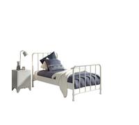 Vipack Lit et chevet Bronxx 90x200 Blanc