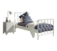 Vipack Lit et chevet Bronxx 90x200 Blanc