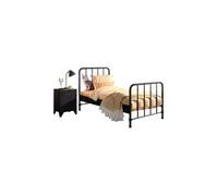 Lit et chevet bronxx 90x200 noir
