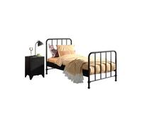 Lit et chevet bronxx 90x200 noir