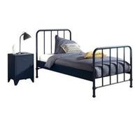 Lit et chevet Bronxx 90x200cm Bleu