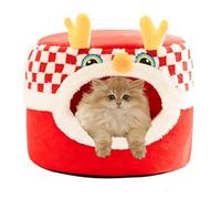 Lit Et Maison pour Chat Pets, Maisons Pliables 2 en 1 pour Chats D'intérieur, Grotte pour Chat en Velours Doux, Coussin Amovible Et Lavable, Condo pour Chat,Rouge,M