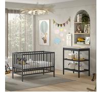 Lit et Table à langer - VIPACK - Meryl - 60x120 cm - Gris - Bois de hêtre laqué