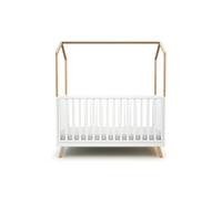 Lit evolutif 146 x 75 x 163 cm en hetre sommier a lattes de couleur bois