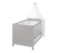 ROBA Lit bébé évolutif complet 70×140 cm – Matelas + textiles inclus – Hauteur réglable – Bois taupe