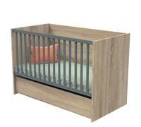 Lit évolutif bébé combiné 70x140 cm en 140x200 cm + Tiroir de lit Nova Gris volcan