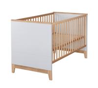 Roba Lit bébé évolutif en hêtre massif Caro 70x140 cm hauteur réglable 0 à 7 ans gris clair