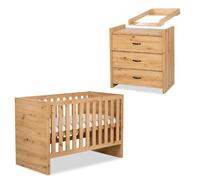 Lit évolutif et commode à langer AMELIA - MON MOBILIER DESIGN - Chêne - 60x120 cm - 3 tiroirs