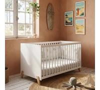 Baby Price - Lit évolutif Joy Naturel - 140x70 cm - Blanc, pieds bois naturel