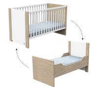 Lit évolutif Sauthon - 76 x 145 x 87cm - Bois et blanc