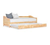 vidaXL Lit extensible en bois de pin 90x200 cm à lattes Beige