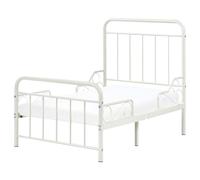 Lit Extensible Moderne en Fer 90/130/160 x 200 cm avec Sommier à Lattes Meuble Chambre Enfant Blanc Cassé Anais