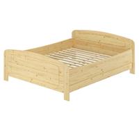 Erst-Holz® Lit double extra haut en bois massif 200 x 200 cm - Accessoires au choix V-60.44-200 - Sommier à roulettes avec