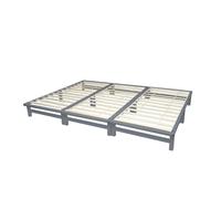 Lit familial en bois 270 x 200 cm futon gris massif sommier à lattes Homestyle4u