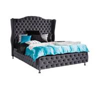 Lit Florence 102, Double, Gris, Tapisserie, 167x222x162cm