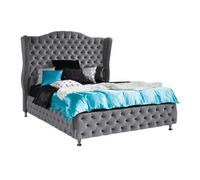 Lit Florence 102, Double, Gris, Tapisserie, 207x222x162cm