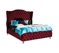 Lit Florence 102, Double, Rouge, Tapisserie, 207x222x162cm