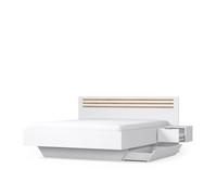 Lit FLORENCE - 180x200 cm - Blanc - Avec deux chevets - Sommier et tiroirs non inclus