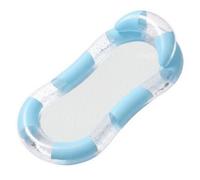 Lit Flottant Gonflable Chaise Flottante Bouée Transat Matelas Piscine avec Siège en Maille Rafraîchissant en PVC Transparent à Paillettes Conçu pour, Bleu, Adulte