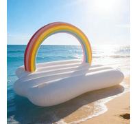 Lit flottant gonflable en forme de nuage arc-en-ciel, chaise longue de sur l'eau en PVC épais pour adultes avec poignées, tapis flottant pour plage, piscine, fête, flotteur de piscine, accessoires de