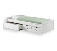 Lit fonctionnel rangements 90x200cm blanc