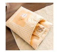 Lit for Chat Sac de Couchage Chaud for Chat Grotte de Sommeil Profond Hiver Lit de Maison for Animaux de Compagnie Amovible adapté aux Lits d'intérieur Chats Petit lit for Chien Lavable(Little Yellow
