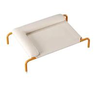 Lit for chien surélevé et respirant en maille avec oreiller amovible for chiens et chats, idéal for les bains de soleil sur la terrasse intérieure et extérieure ,for all seasons use(WHITE,61x44x20cm)
