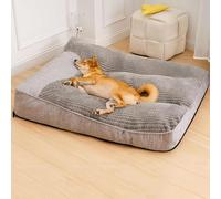 Lit for grand chien de grande taille - Lit plat confortable for grands chiens jusqu'à 90 lb, coussin aux courbes raisonnables avec fond antidérapant et espace for bouger librement(B,60x47x18cm)