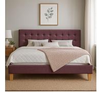 Lit - frederic - 120x190 cm - Rouge - Solide et Confortable - Tête de Lit Capitonnee