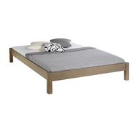 IDIMEX Lit futon Double pour Adulte Taifun 140 x 190 cm, 2 Personnes, 2 Places, pin Massif lasuré Taupe