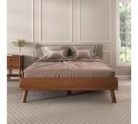 Lit futon KARRI double pour adulte, 140 x 190 cm, 2 places, en bois massif coloris châtaignier, robuste idéal pour futon ou matelas 140 x 190 cm avec barre centrale et 4 pieds coniques de soutien